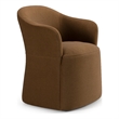 Pemberly Row Modern Brown Fabric Dining Chair with Rolling Casters