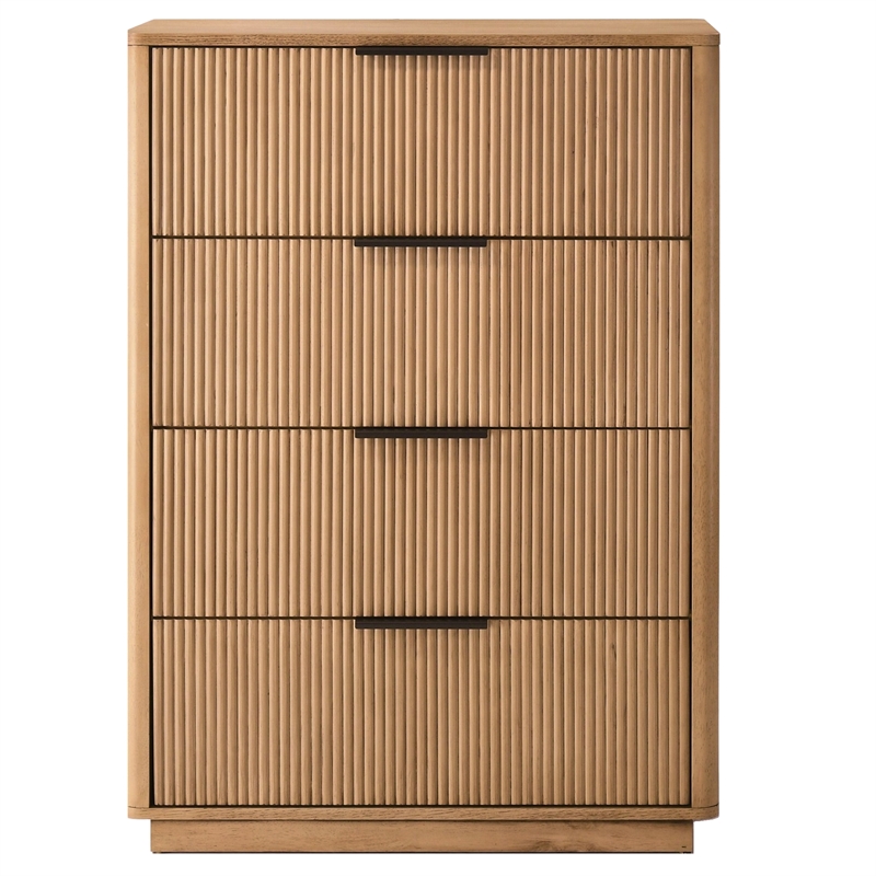 Pemberly Row Modern White Oak Vertical Chest with 4 Drawers
