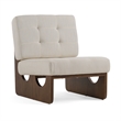 Pemberly Row Contemporary Off White Accent Chair with Oak Legs