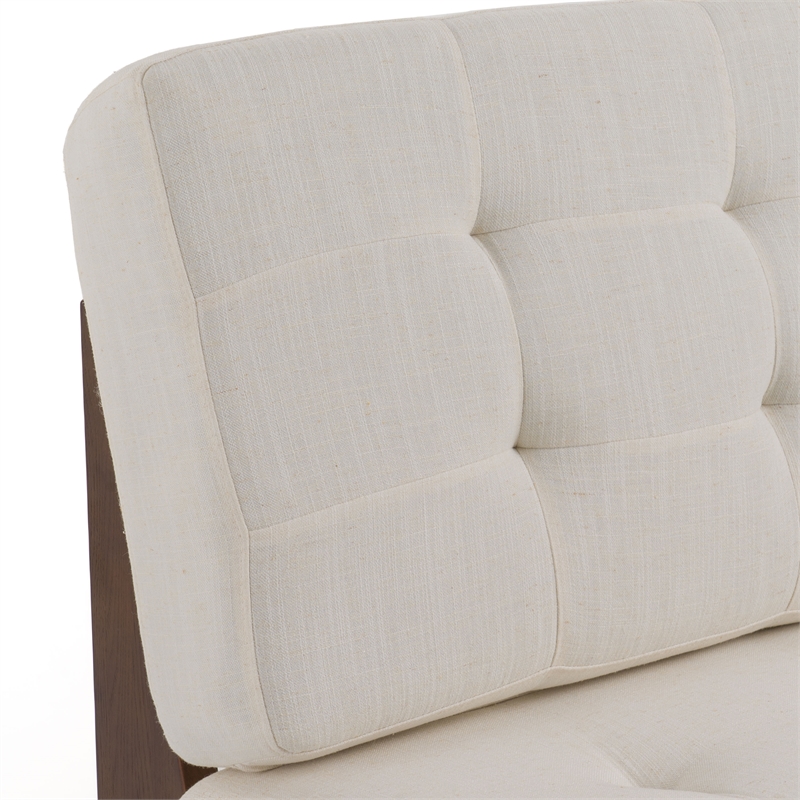 Pemberly Row Contemporary Off White Accent Chair with Oak Legs