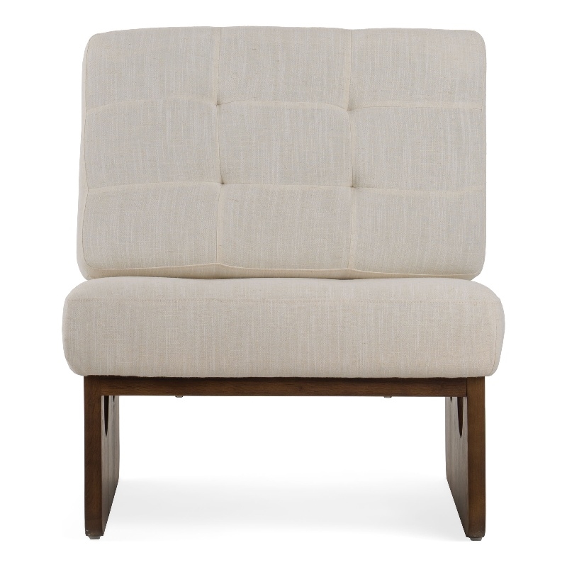 Pemberly Row Contemporary Off White Accent Chair with Oak Legs