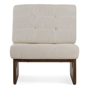 Pemberly Row Contemporary Off White Accent Chair with Oak Legs
