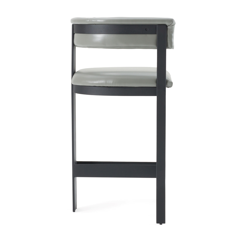 Pemberly Row Modern Grey Faux Leather Counter Chair with Black Frame