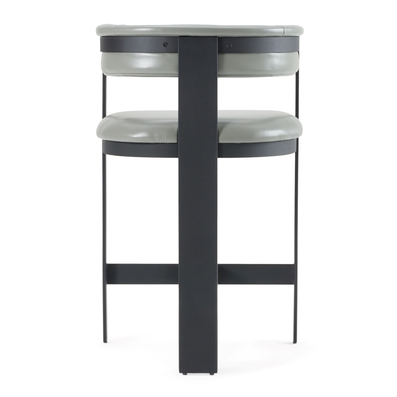 Pemberly Row Modern Grey Faux Leather Counter Chair with Black Frame