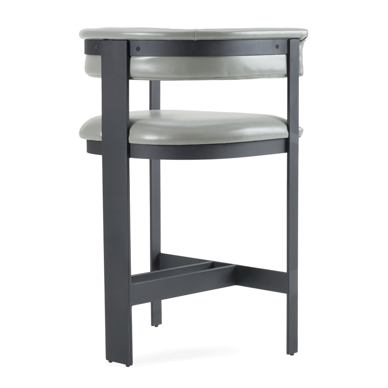 Pemberly Row Modern Grey Faux Leather Counter Chair with Black Frame