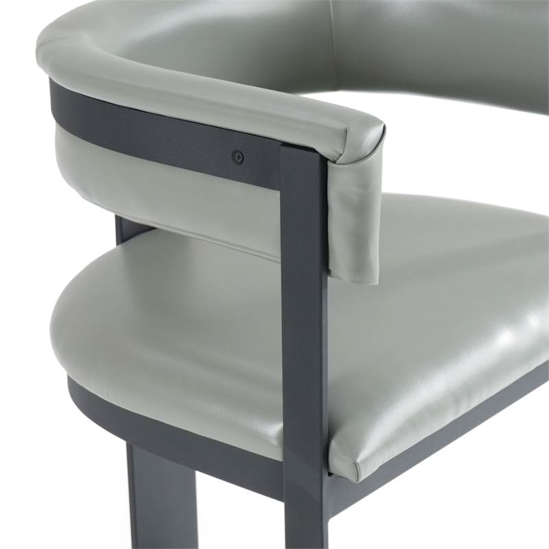 Pemberly Row Modern Grey Faux Leather Counter Chair with Black Frame