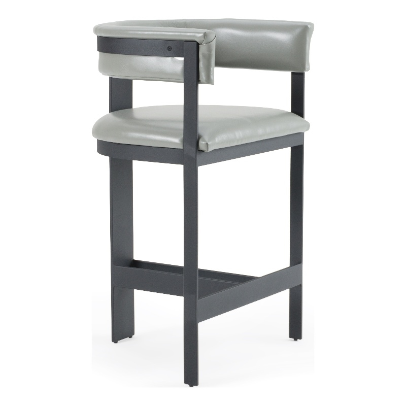 Pemberly Row Modern Grey Faux Leather Counter Chair with Black Frame
