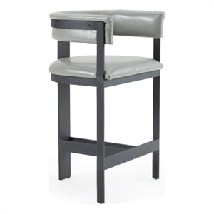 Pemberly Row Modern Grey Faux Leather Counter Chair with Black Frame