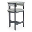 Pemberly Row Modern Grey Faux Leather Counter Chair with Black Frame