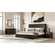 Pemberly Row Modern Black Acacia Dresser with Gold Metal Handles