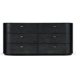 Pemberly Row Modern Black Acacia Dresser with Gold Metal Handles