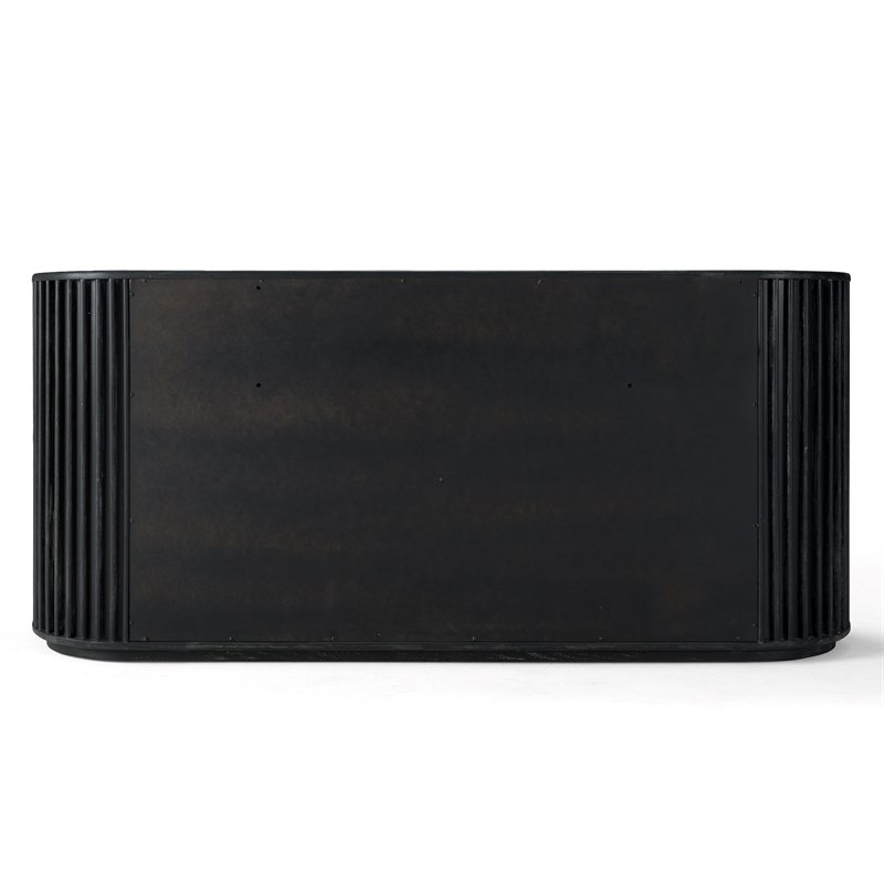 Pemberly Row Modern Black Acacia Dresser with Gold Metal Handles