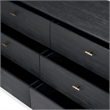 Pemberly Row Modern Black Acacia Dresser with Gold Metal Handles