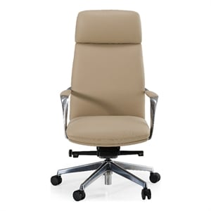 Pemberly Row Tan Vegan Leather Office Chair with Adjustable Features