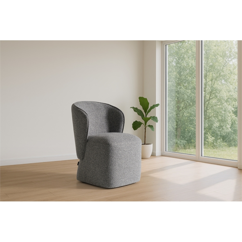 Pemberly Row Modern Gray Swivel Dining Chair in Polyester Fabric