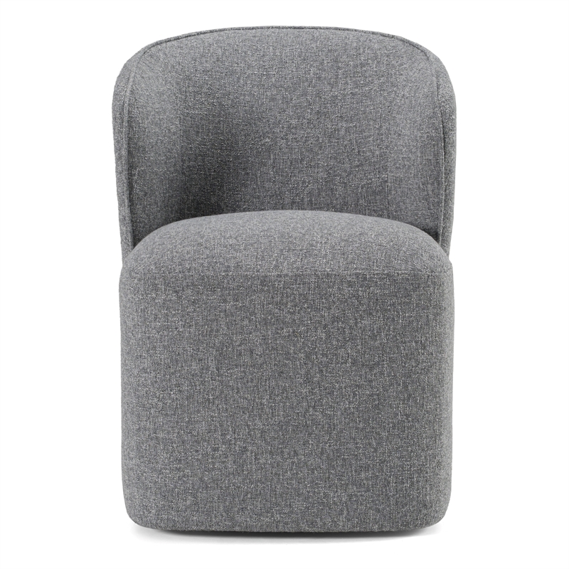 Pemberly Row Modern Gray Swivel Dining Chair in Polyester Fabric
