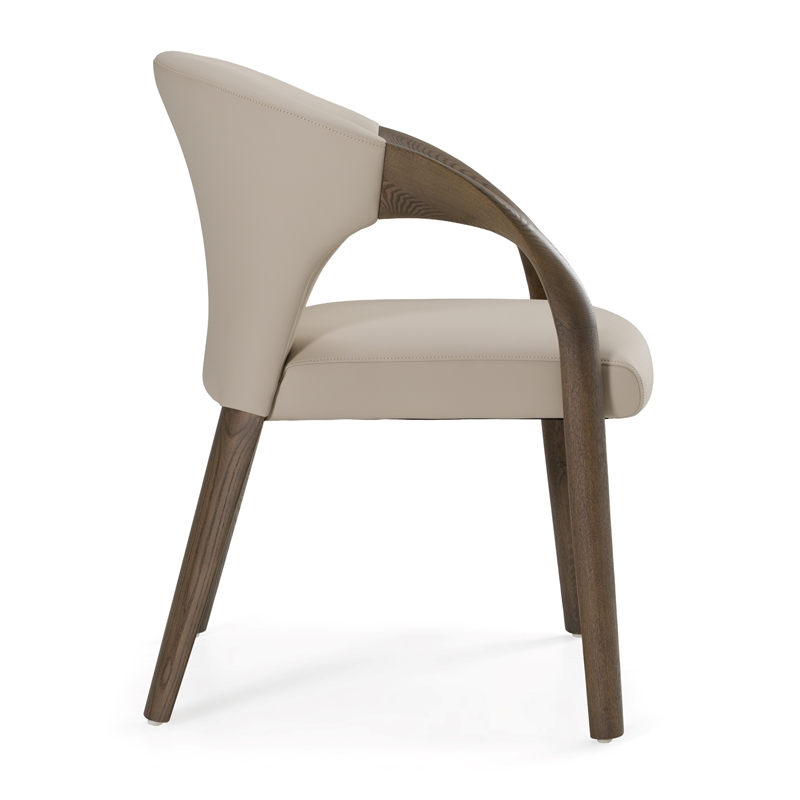 Pemberly Row Mid-Century Dining Chair in Grey Vegan Leather Ash Frame