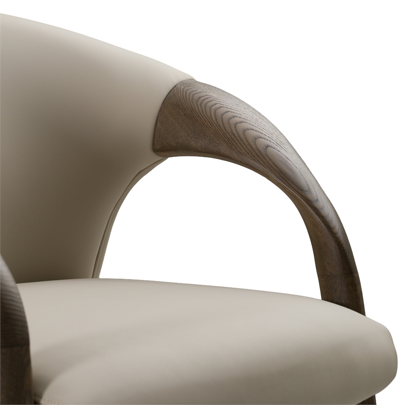 Pemberly Row Mid-Century Dining Chair in Grey Vegan Leather Ash Frame