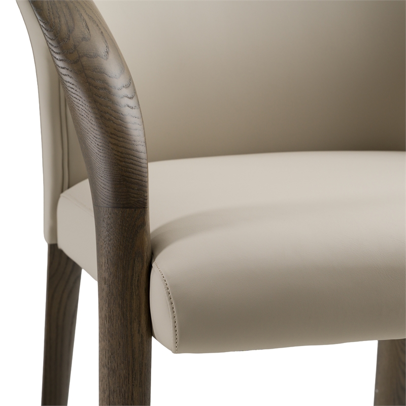 Pemberly Row Mid-Century Dining Chair in Grey Vegan Leather Ash Frame