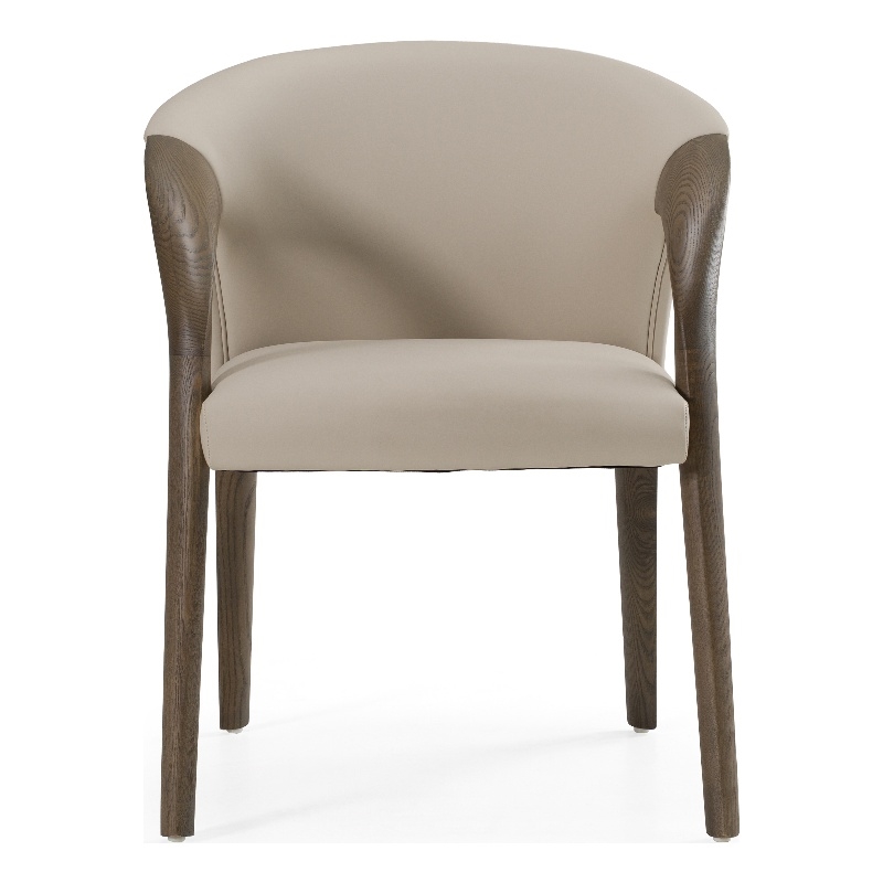 Pemberly Row Mid-Century Dining Chair in Grey Vegan Leather Ash Frame