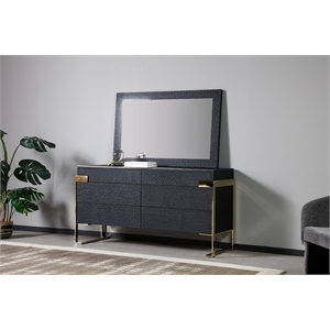 Pemberly Row Modern Wenge Oak Dresser with Gold Stainless Steel Legs