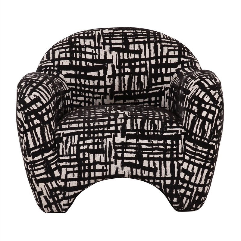 Pemberly Row Modern Black & Beige Pattern Fabric Accent Chair