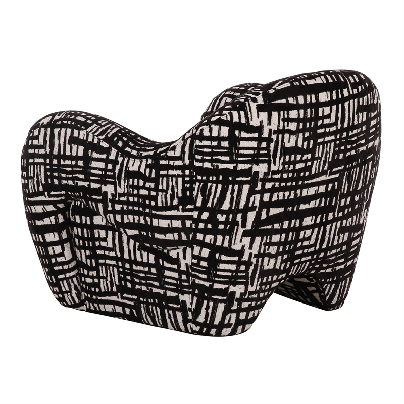 Pemberly Row Modern Black & Beige Pattern Fabric Accent Chair