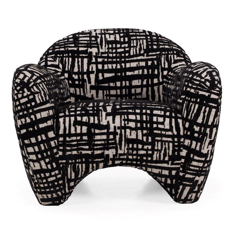 Pemberly Row Modern Black & Beige Pattern Fabric Accent Chair