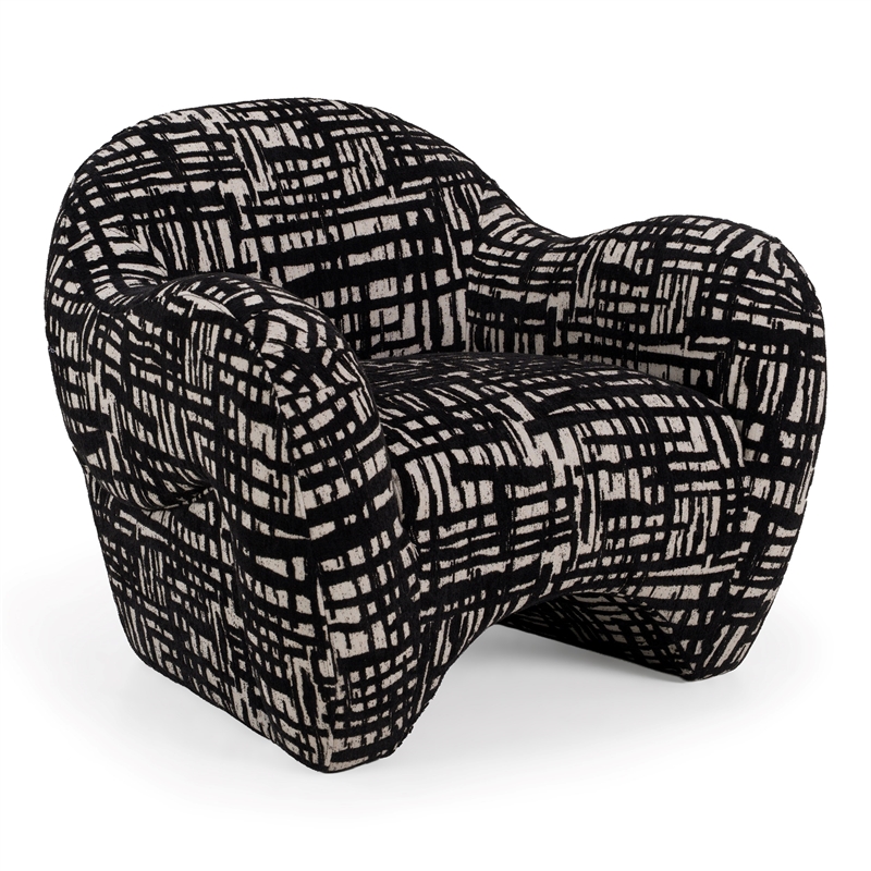 Pemberly Row Modern Black & Beige Pattern Fabric Accent Chair