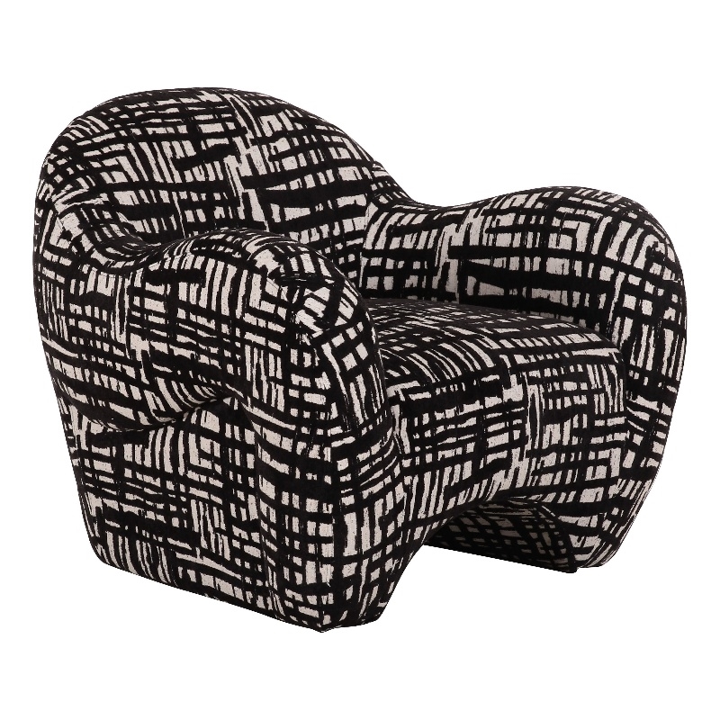 Pemberly Row Modern Black & Beige Pattern Fabric Accent Chair