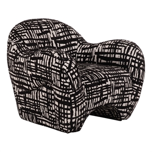 Pemberly Row Modern Black & Beige Pattern Fabric Accent Chair