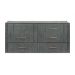 Pemberly Row Contemporary Dark Gray Acacia Wood Dresser with Brass Handles