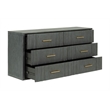 Pemberly Row Contemporary Dark Gray Acacia Wood Dresser with Brass Handles