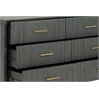 Pemberly Row Contemporary Dark Gray Acacia Wood Dresser with Brass Handles