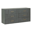 Pemberly Row Contemporary Dark Gray Acacia Wood Dresser with Brass Handles