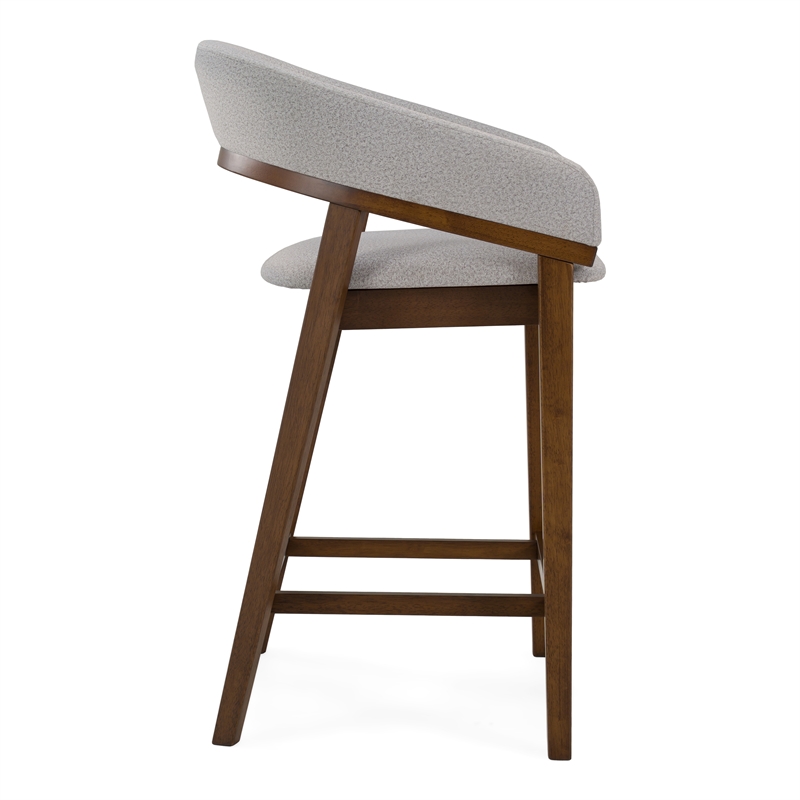 Pemberly Row Mid-Century Modern Silver Grey and Walnut Counter Chair Set