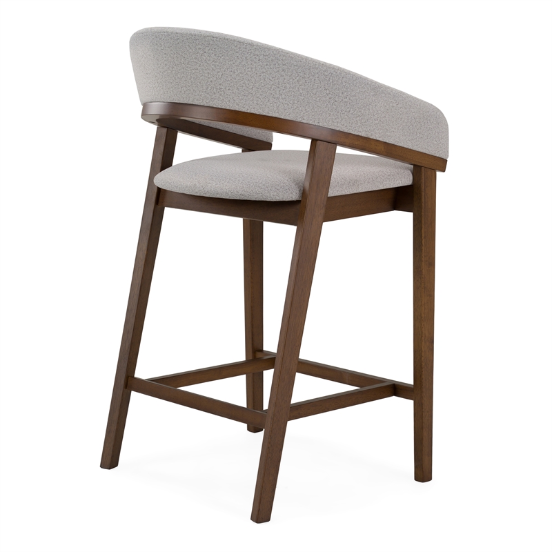 Pemberly Row Mid-Century Modern Silver Grey and Walnut Counter Chair Set
