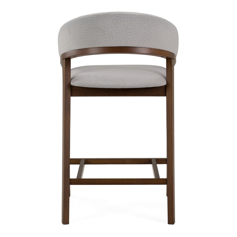 Pemberly Row Mid-Century Modern Silver Grey and Walnut Counter Chair Set