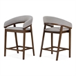 Pemberly Row Mid-Century Modern Silver Grey and Walnut Counter Chair Set