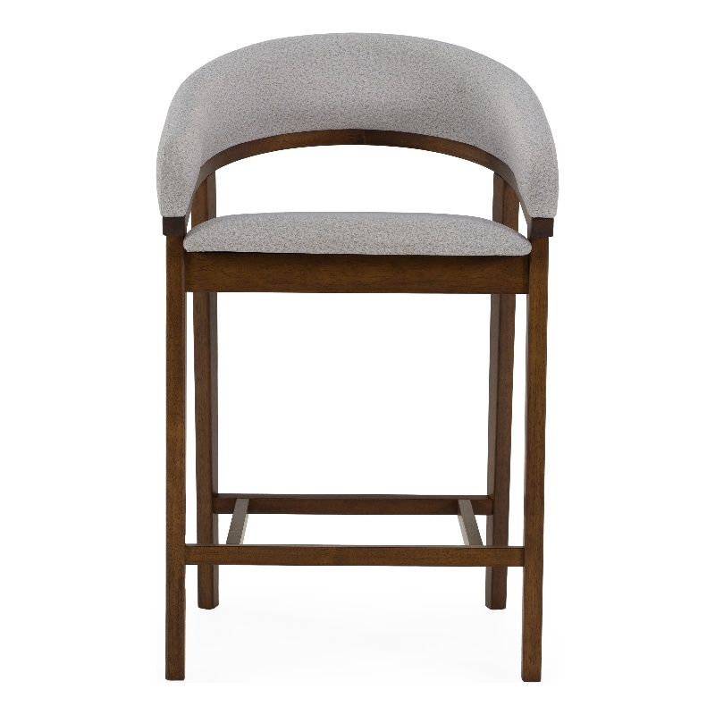 Pemberly Row Mid-Century Modern Silver Grey and Walnut Counter Chair Set