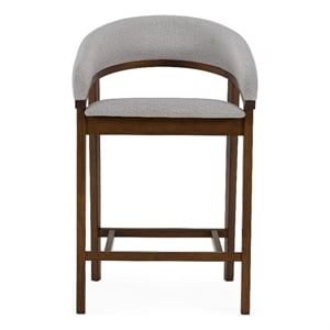 Pemberly Row Mid-Century Modern Silver Grey and Walnut Counter Chair Set