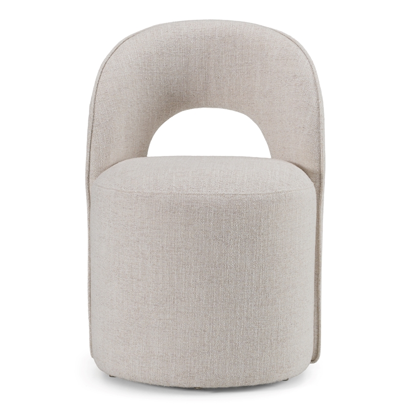 Pemberly Row Modern Cream Fabric Swivel Dining Chair with Wood Frame
