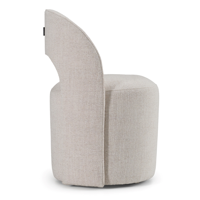 Pemberly Row Modern Cream Fabric Swivel Dining Chair with Wood Frame
