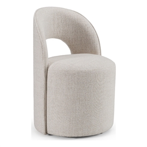 Pemberly Row Modern Cream Fabric Swivel Dining Chair with Wood Frame