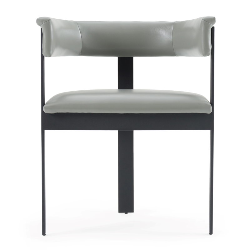 Pemberly Row Modern Grey Faux Leather Dining Chair with Black Metal Frame