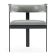 Pemberly Row Modern Grey Faux Leather Dining Chair with Black Metal Frame