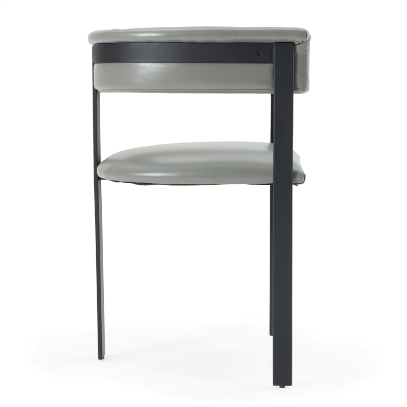Pemberly Row Modern Grey Faux Leather Dining Chair with Black Metal Frame