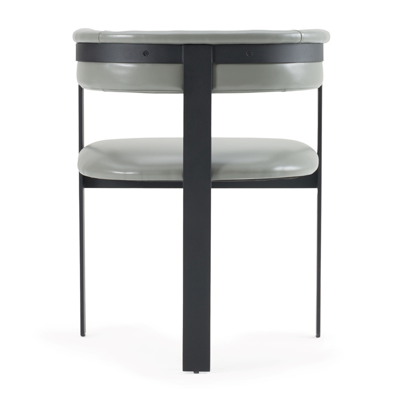 Pemberly Row Modern Grey Faux Leather Dining Chair with Black Metal Frame