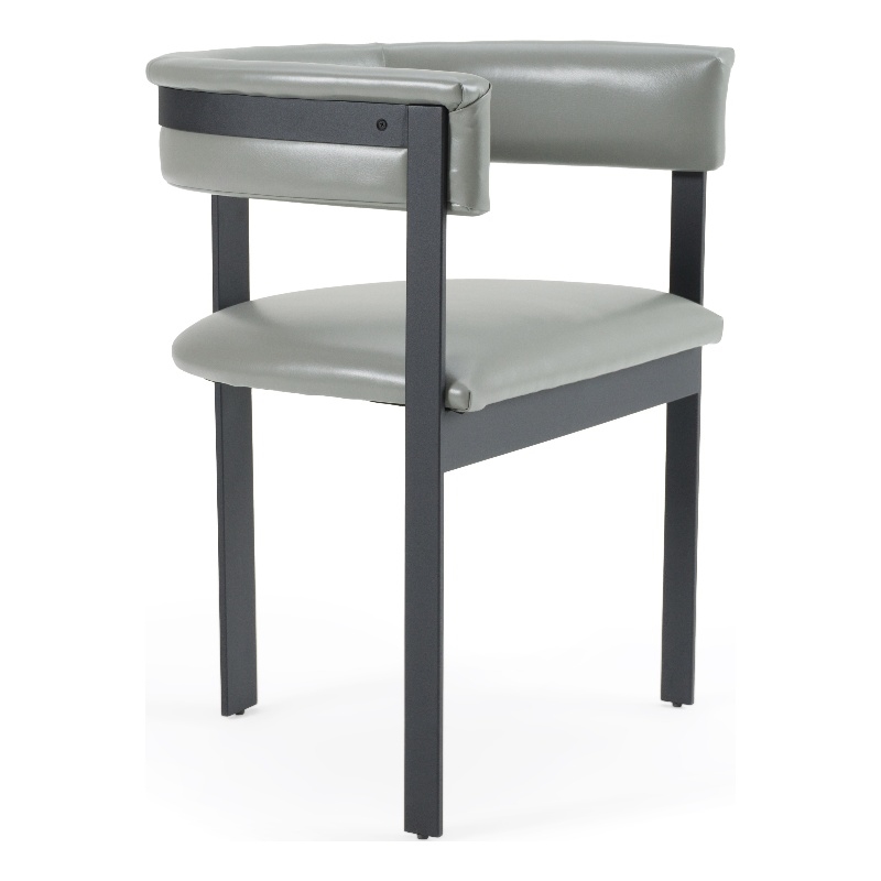 Pemberly Row Modern Grey Faux Leather Dining Chair with Black Metal Frame