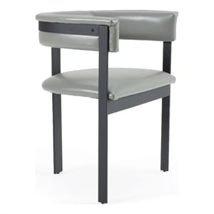 Pemberly Row Modern Grey Faux Leather Dining Chair with Black Metal Frame